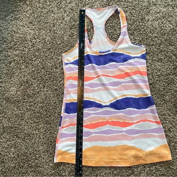 Lululemon Cool Racerback Beacher Stripe White Iris Flower Orange Purple Sz 2/4 - Picture 9 of 11